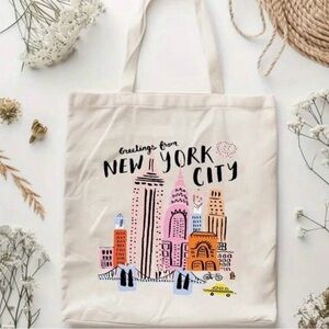 New York City Canvas Tote Bag - Cream